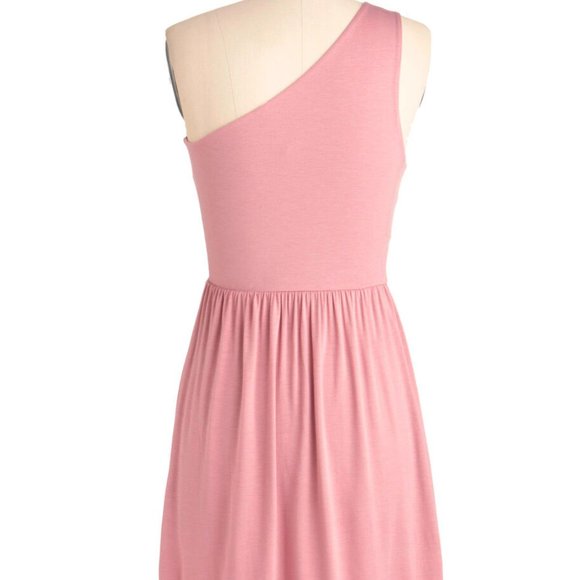 One Shoulder Soft Dusty Pink Dress ModCloth Excl - Picture 6 of 7